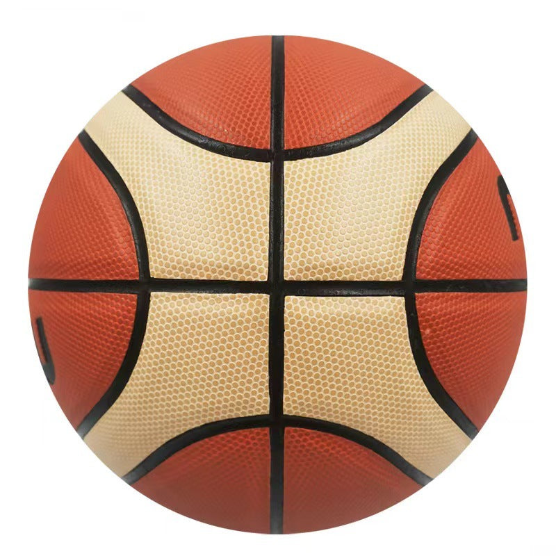 Official Size 7 Basketball – High-Visibility Orange & Cream PU Leather – Durable Anti-Slip Grip for Indoor/Outdoor, School, Gym & Competitive Play