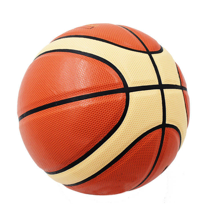 Official Size 7 Basketball – High-Visibility Orange & Cream PU Leather – Durable Anti-Slip Grip for Indoor/Outdoor, School, Gym & Competitive Play